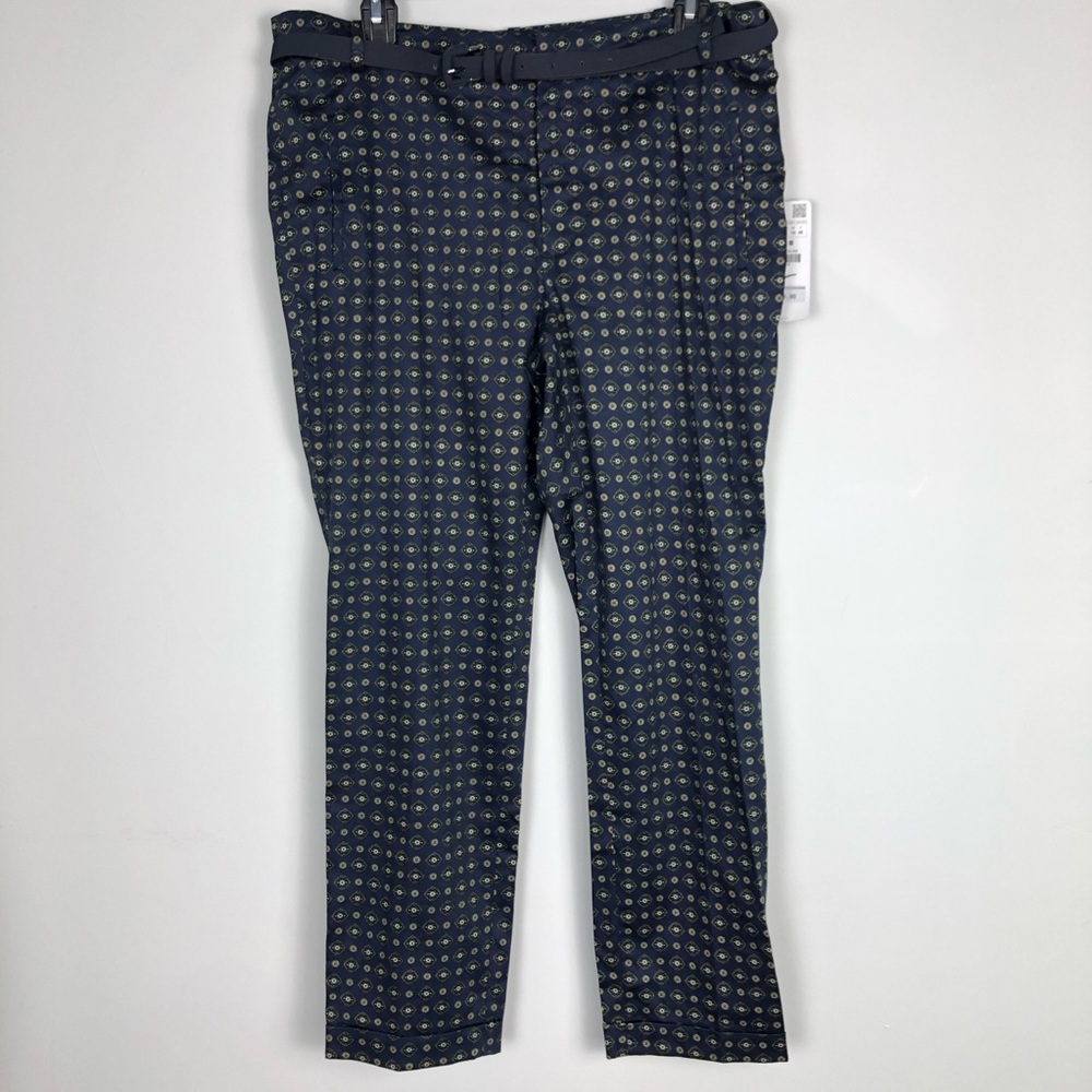 Zara Basic Cropped Pants Blue Print Size 12 NEW
